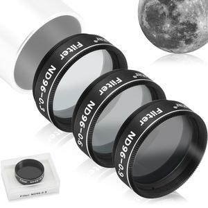 망원경 접안 액세서리용 알스타 1.25인치 달 필터 ND96-0.9 ND96-0.6 ND96-0.3 키트, 눈부심 감소 및 분화구 세부 사항 향상 - 3 세트