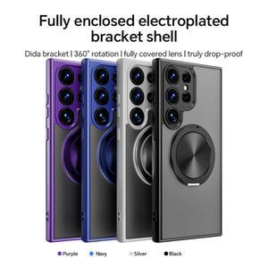 갤럭시 S25 엣지 S24 S23 FE 플러스 A56 A36 A26 A16 A06용 맥세이프 매트 클리어 360도 회전 링 스탠드 폰 케이스