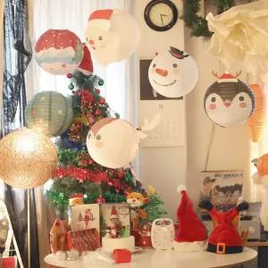 크리스마스 원형 종이등 6종 풀세트