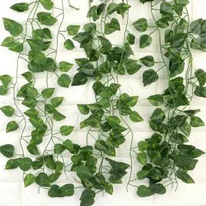 (2M 12줄) 인테리어 인조 스킨답서스 넝쿨/조화/식물/담쟁이/덩굴/화분/나뭇잎/나무/가지/가짜/장식/데코용