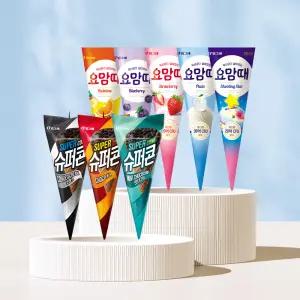 [12+12] 빙그레 요맘때콘 슈퍼콘 8종 24개 골라담기 / 플레인 스트로베리 슈팅스타 레인보우 블루베리 초코 민트초코 쿠앤크