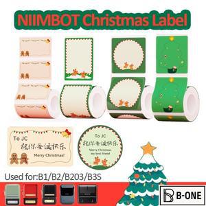 Niimbot 크리스마스 라벨 용지 열 접착 스티커, Niimbot B1 B21 B3S 라벨링 메이커, 방수 오일 방지 라벨