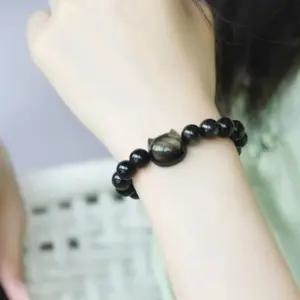 천연석 흑요석팔찌 오닉스 불교팔찌 재물운팔찌 염주팔찌 커플 원석 고양이 금전팔찌 흑석 팔 호안석팔찌