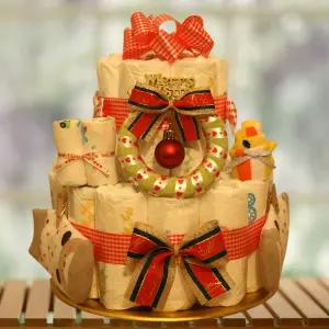 하기스기저귀케이크2단 크리스마스 축복탄생 백일 돌잔치선물