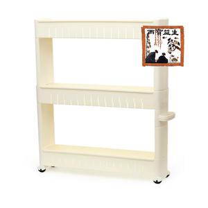 틈새수납장 고급형3단 아이보리 수납정리함 이동식트롤리
