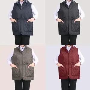 DMV02 겨울 누빔 후드 방한 조끼 냉동창고 앞치마