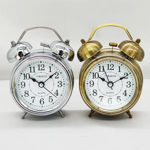 저소음 인테리어  메탈 알람 탁상 시계 소 메탈 시끄러운 트윈벨 자명종 알람 소리