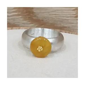 실버 단추 호박반지 수공예은