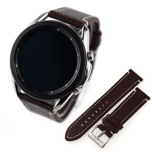 갤럭시워치3 45M 스트랩 22mm 가죽 자동연결봉 브라운