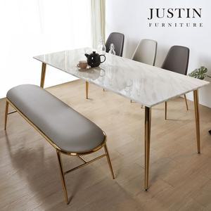 브런치 6인 골드 대리석 식탁 세트의자3+벤치1