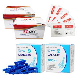 YW 란셋 30G 200개입+낱개포장 알콜솜 200매입 세트 십자형 일반형 랜싯 바늘 소독 멸균 니들 청소