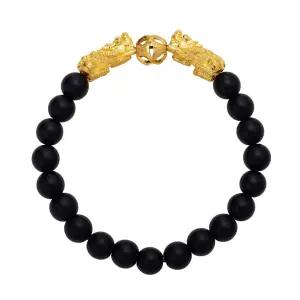 [한국금다이아몬드] 남자 순금 볼 팔찌 오닉스 트윈 비휴 24K 11.25g