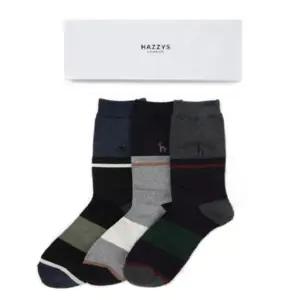 [헤지스](대구신세계)네이비 컬러배색 남성 장목 양말 3종 세트 HJSS4E005N2