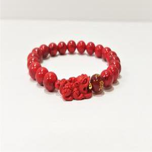 하울라이트 붉은 경면주사 비휴팔찌 8mm 액막 부적 행운 커플 남자 삼재소멸 동경스톤