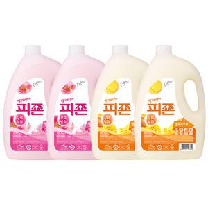 피죤 섬유유연제 용기, 핑크로즈, 3.1L, 2개 + 옐로미모사, 2개