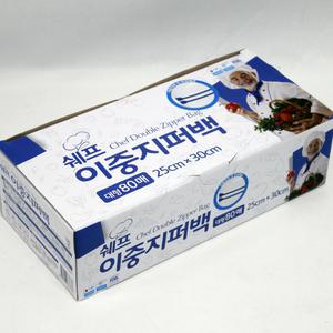 쉐프 이중 지퍼백 대형 80매25X30 cm