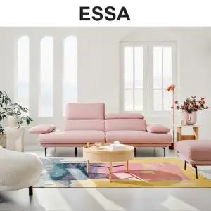 에싸 클로에 3인 헤드기능 리브 패브릭 소파+스툴+쿠션