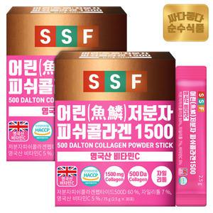 순수식품 500달톤 어린 저분자 피쉬 콜라겐 1500mg 스틱 2박스(60포) 비타민C