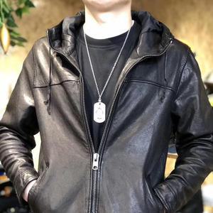 리얼 가죽 캐주얼 후드 자켓 남성 양가죽 숏 코트