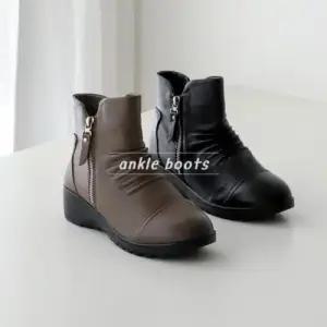 [제이시]제이시 여성 앵클부츠 소가죽 털 통굽워커 4cm B027