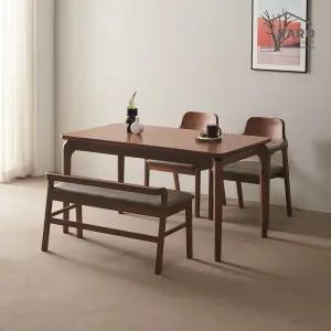 [/착불배송] 베르체 1400 참죽나무 원목 4인 식탁 세트 (식탁+의자2+벤치1)