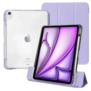케노 아이패드 에어 11 M2 M3 6/7세대 에어4/5세대 10.9 세로거치 애플펜슬수납 충전 더블투명케이스 퍼플