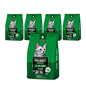 프로베스트 고양이사료 헤어볼 전연령, 2kg, 5개
