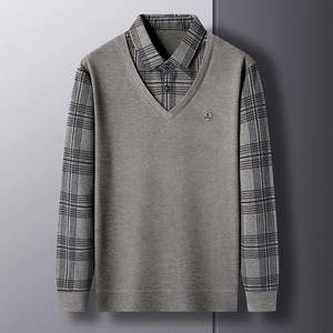 EAMT 남자셔츠 체크 긴팔 봄가을 YONG1 니트 이너 남방 비즈니스 조끼 캐주얼 페이크투피스