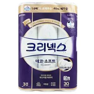 [크리넥스]화장지 데코소프트 3겹 40m 30롤 롤화장지 화장지 무료배송 gx