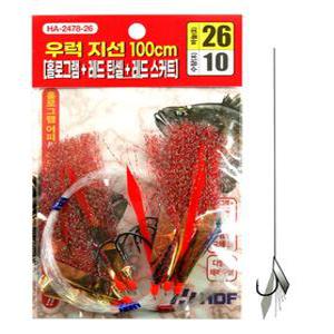 해동 우럭 지선 100Cm 홀로그렘 틴셀 스커트 선상 침선 우럭채비 바늘 HA-2478