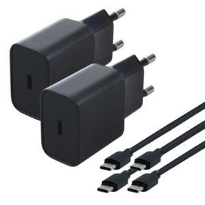 홈플래닛 25W PD 초고속 충전기 + C타입 충전 케이블 세트 블랙 2세트