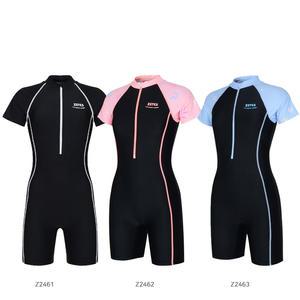 (Z2461~Z2463) 여아동11호~19호(성인44/55) 올인원 반팔3부 집업슈트반신수영복_라인몰여아수영복/생존수영복