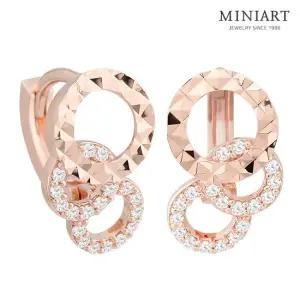 [미니아트] 14K GF 라운딩 골드필드핀 큐빅 원터치 링 귀걸이