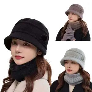 겨울 예쁜 여성 모자 미시 중년 데일리 방한 털모자  엄마 할머니 선물 니트 챙모자 여자 벙거지 버킷햇  40대 50대 60대