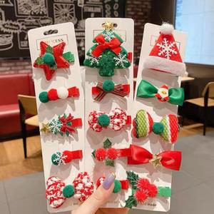 크리스마스헤어삔세트 선물 집게핀 악세사리 성탄절 리본핀 머리장식 반짝이핀 용품 크리스마스