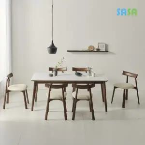 [SASA]사사가구 클로버 애쉬원목 단면세라믹 6인식탁 의자세트