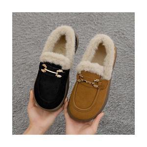 따숩 퍼안감 골드체인 로퍼 단화 귀여운 털 모카신 3cm