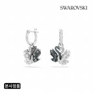 [/본사정품] Swan 블랙 로듐 드롭 귀걸이 5705728
