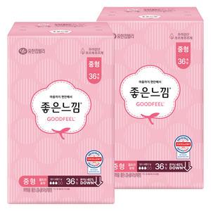 좋은느낌 오리지널 울트라슬림 날개 중형 36개입 2팩