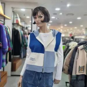 베네통/애플아울렛/모 혼방 컬러 블럭 후드 집업 베스트/BAKVA1511