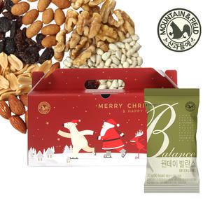[산과들에] 원데이발란스그린 20봉 선물세트 / 초콜릿 견과류 간식 / 크리스마스 산타 선물세트