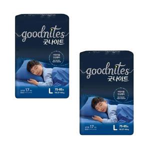 굿나이트 팬티형 남아 4단계 대형 17매 2팩 어린이용 야뇨 안심팬티 샘방지 피부보호