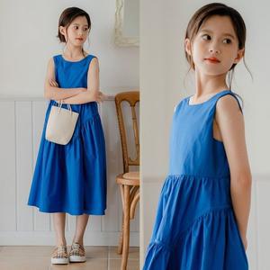 [삐삐네옷가게]여아 주니어 로얄 블루 여름 민소매 드레스