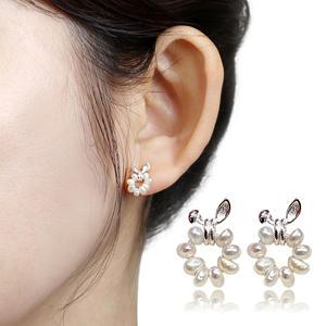 실버 925 담수진주 바니 은귀걸이 귀엽고 우아한 포인트 이어링