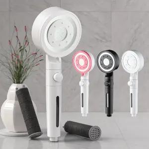 [킨즈]바스웰 5단 조절 원터치 샤워기 헤드 수압 상승 활성탄 필터 목욕 샤워