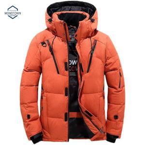 헤비다운 대장 다운자켓 오렌지색 도톰한 남자
