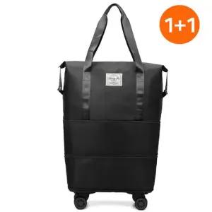 1+1 상단 확장형 3단 캐리어 이동식 바퀴탈부착 이민 여행용 가방 수납 보스턴백