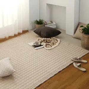 플레인 순면 누빔 패브릭 카페트 중형 대형 4colors