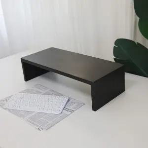 모니터 받침대 원목 듀얼 컴퓨터 받침 스탠드 선반 키다리 블랙 L535