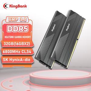 DS XI KINGBANK 16GB DDR5 HYNIX 컴퓨팅용 게임 DIE RAM 6800MHZ 16GBX2 32GB 검정색 고속 메모리